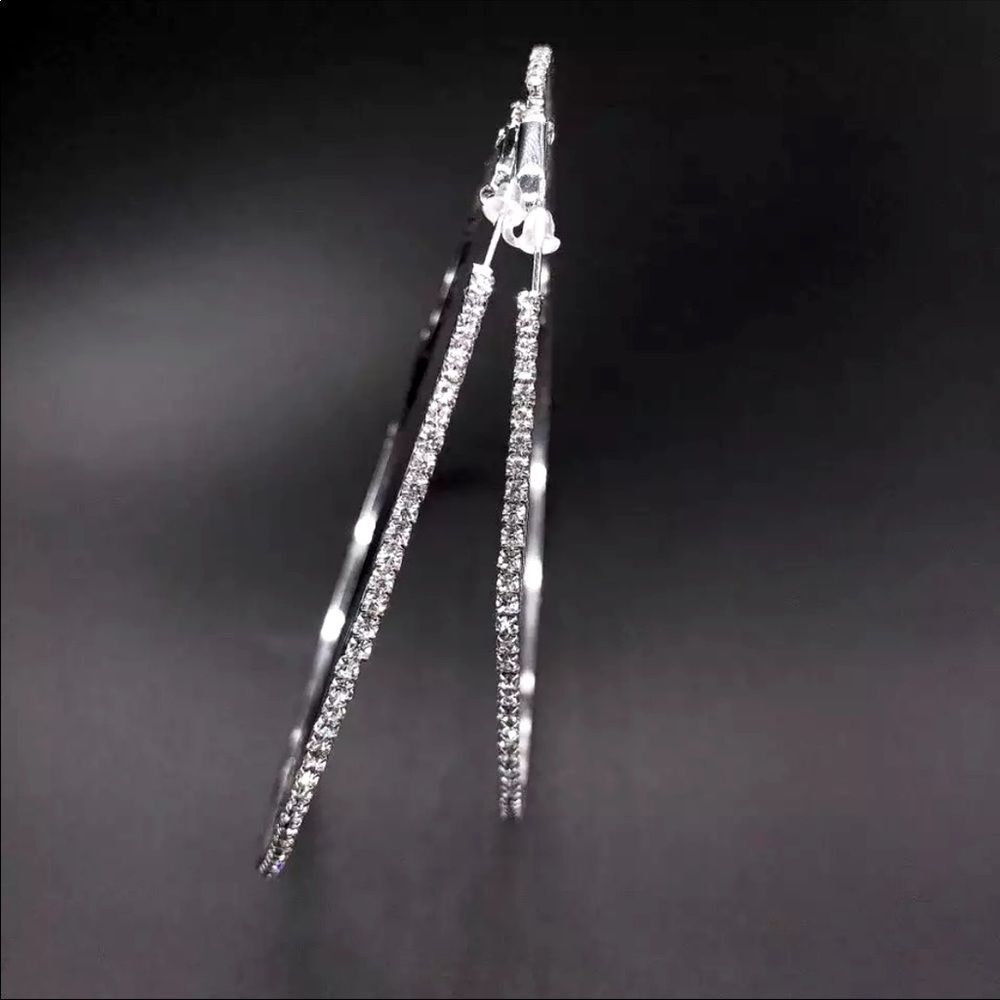 Sparkle Diamond Large Hoop Earrings